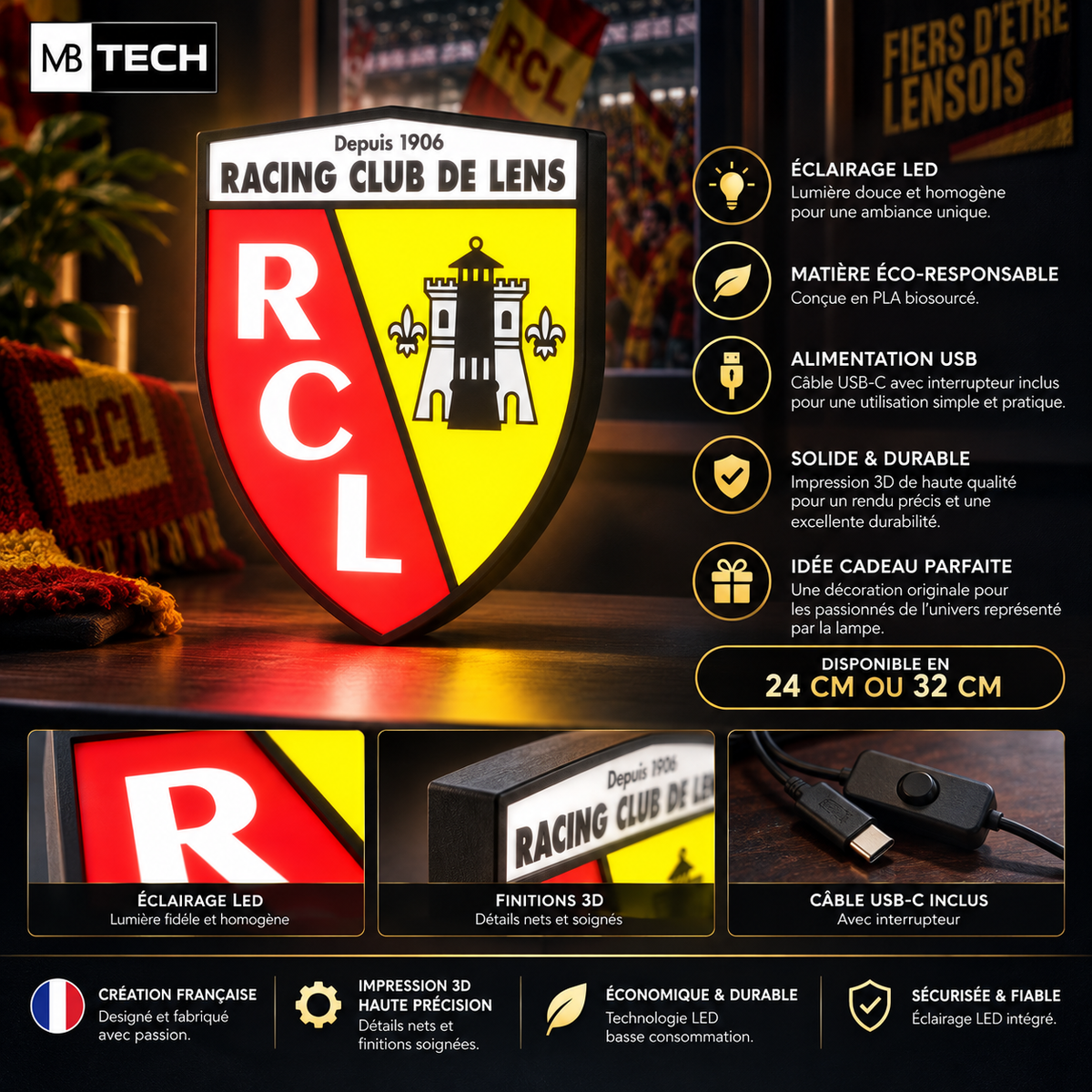 Lampe LED 3D - Racing Club de Lens – RCL