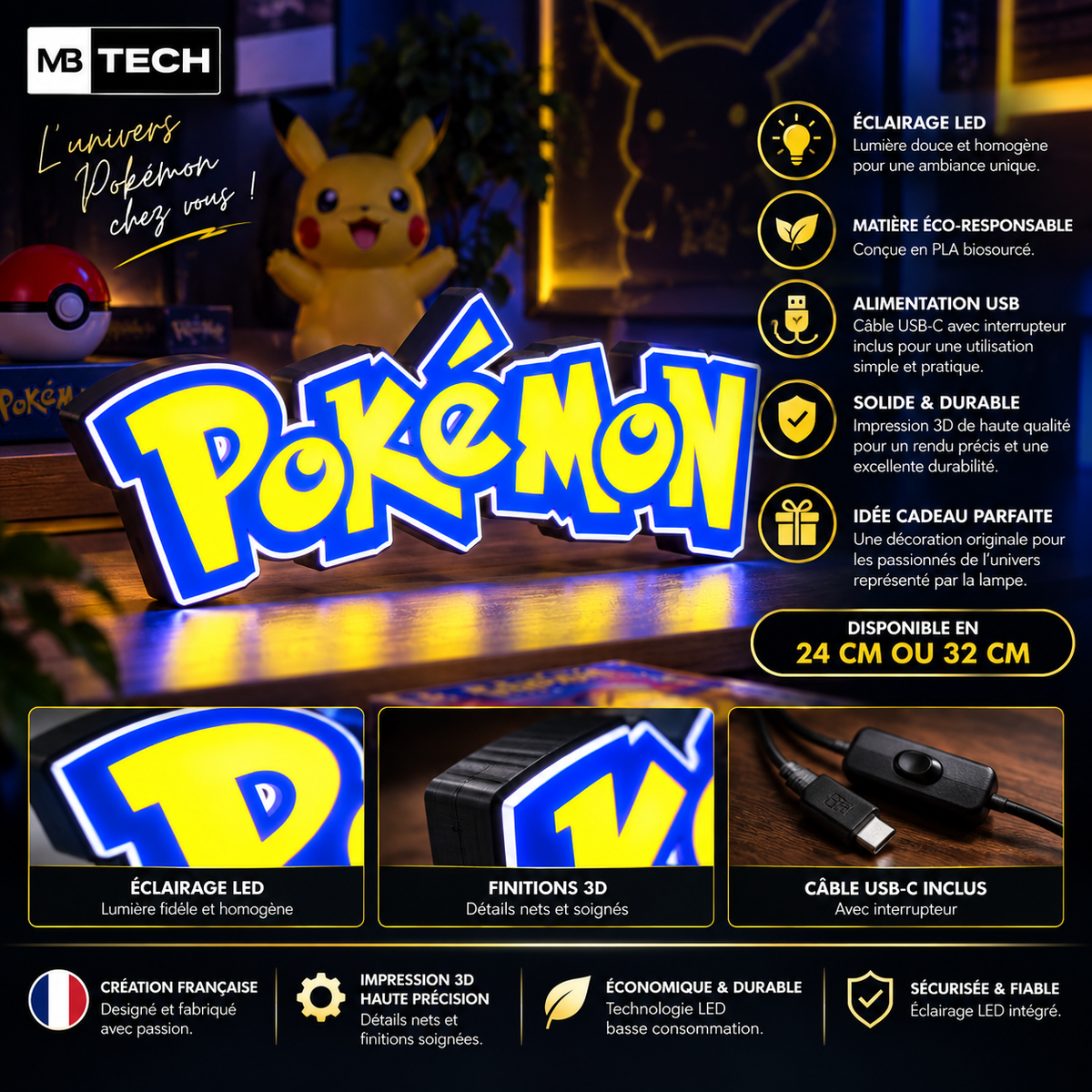 Lampe LED 3D - Pokémon