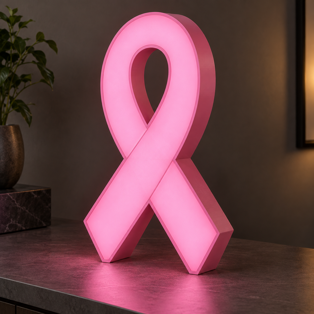 Lampe LED 3D – Octobre Rose Ruban
