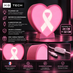 Lampe LED 3D – Octobre Rose Coeur