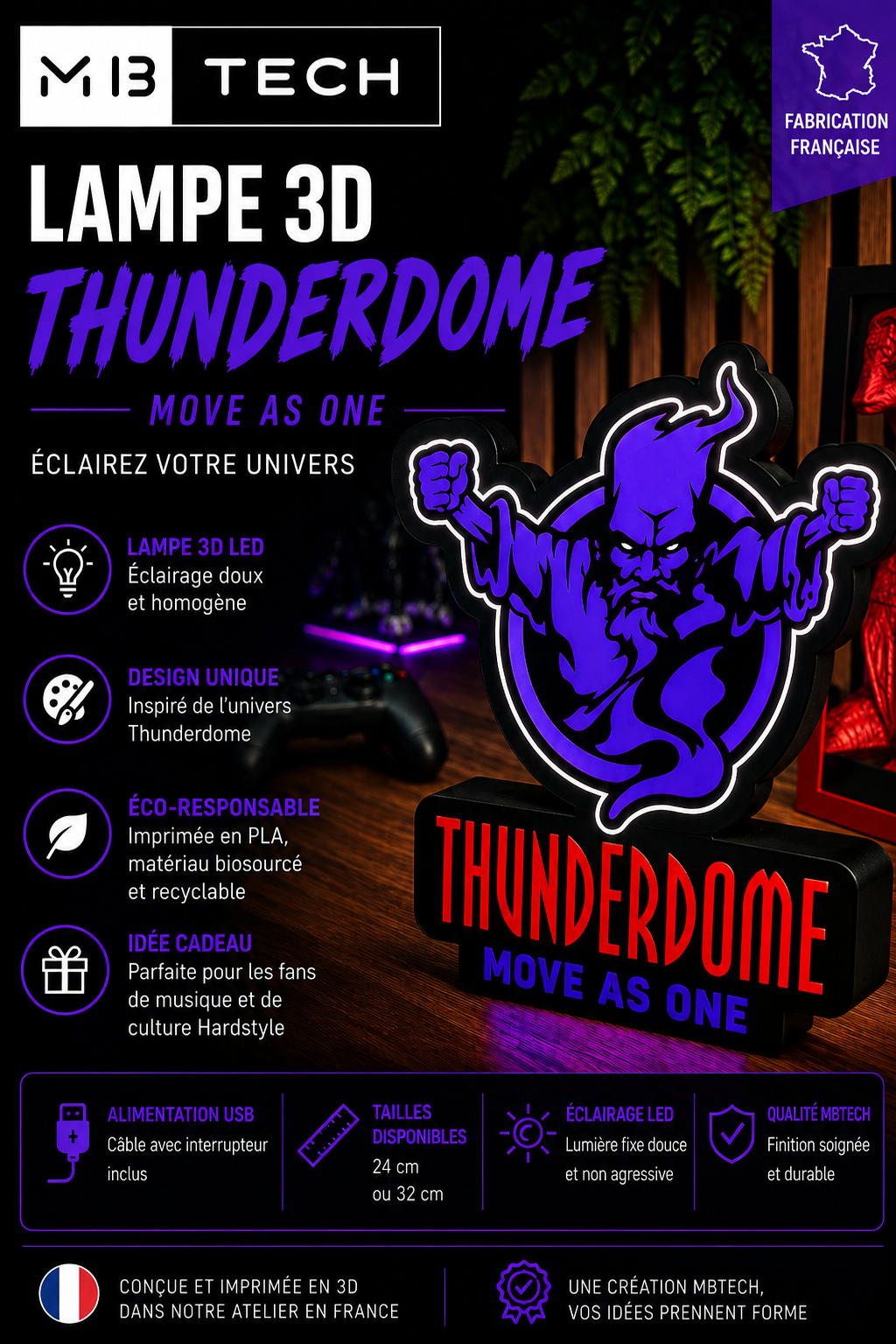 Lampe LED 3D Thunderdome – Move As One
