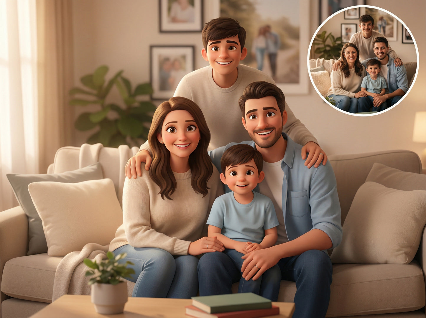 Portrait de Famille Style Animation 3D – Transformation Artistique Personnalisée